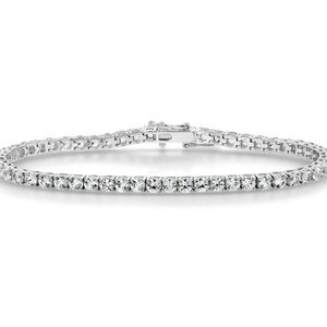 Labcreated White Sapphire Round Cut Gemstone Tennis Bracelet sterling Silver